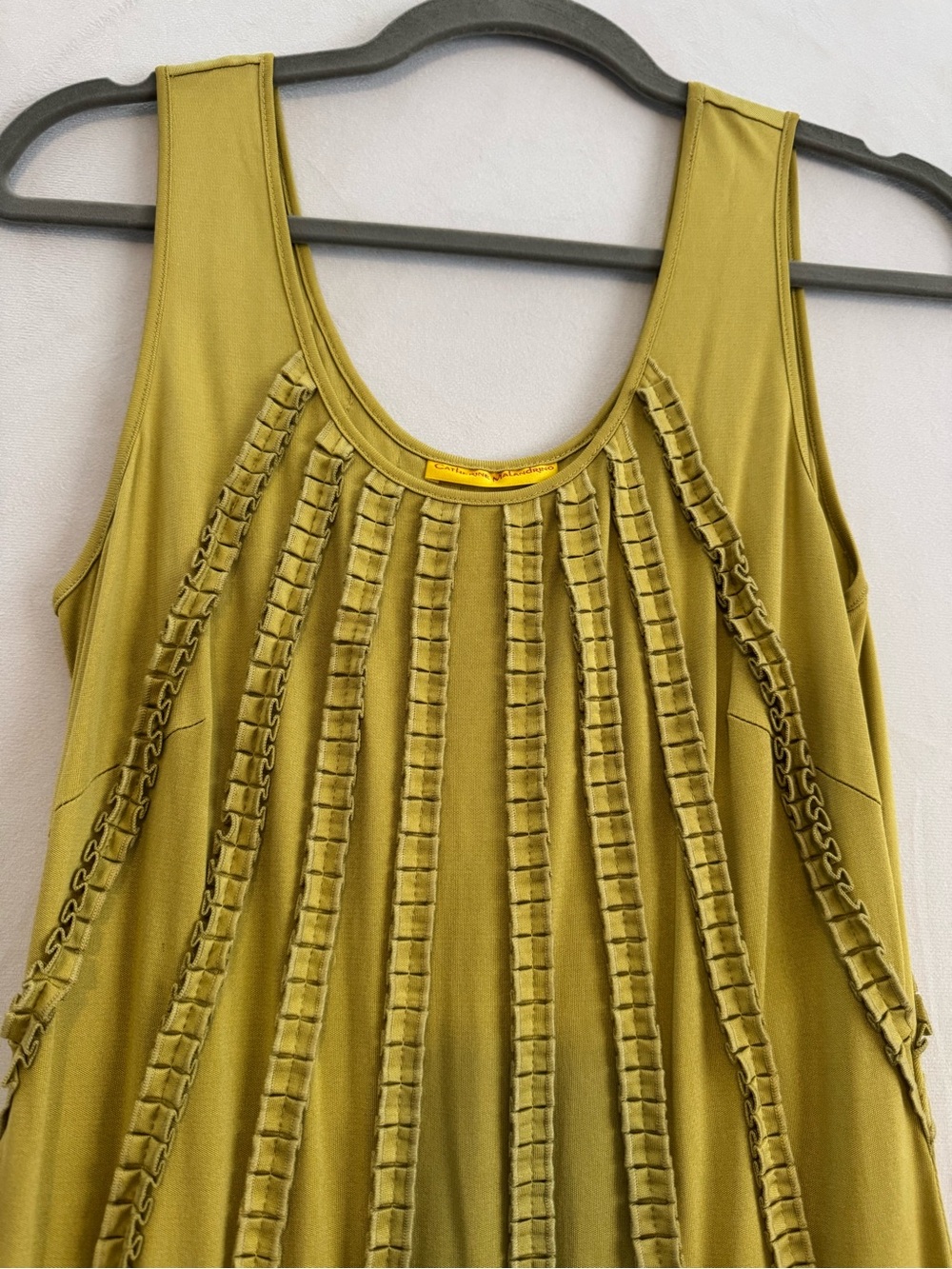 Catherine Malandrino Yellow-Green Beaded Sleeveless Mini Dress - Picture 5 of 6